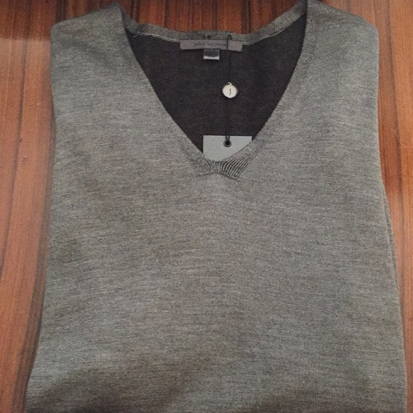 John Varvatos Cotton/Silk Heather Grey Sweater - Picture 1 of 7
